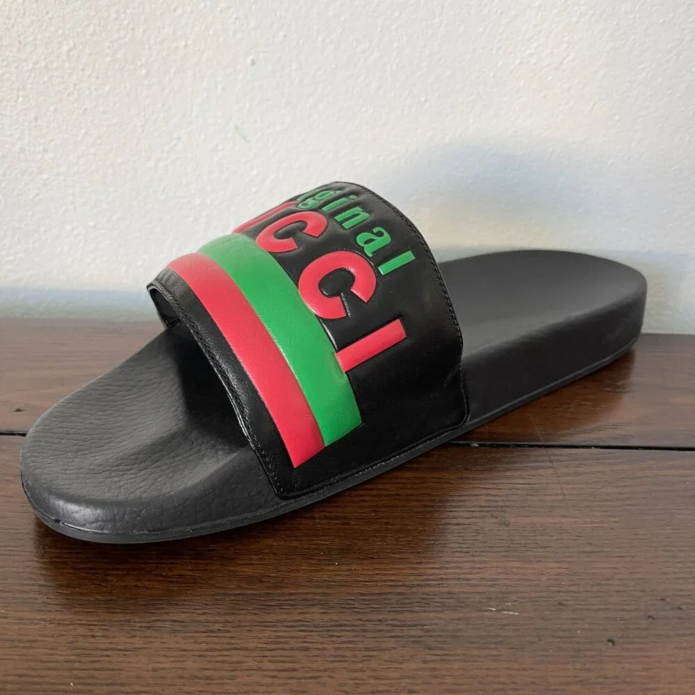 Gucci Mens 632183 Black Rubber 'Original Gucci' Slides Sandals, Sz. Gucci 10‎